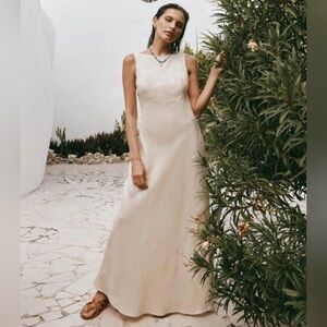 Vrg Grl Art of Bloom Linen Bias Cut Maxi Dress